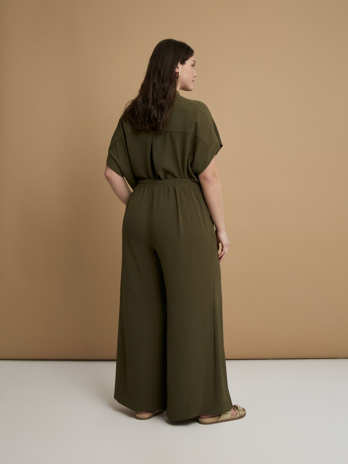 Airwashed crepe wide-leg trousers