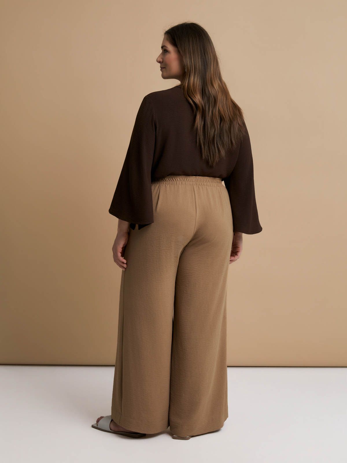 Airwashed crepe wide-leg trousers