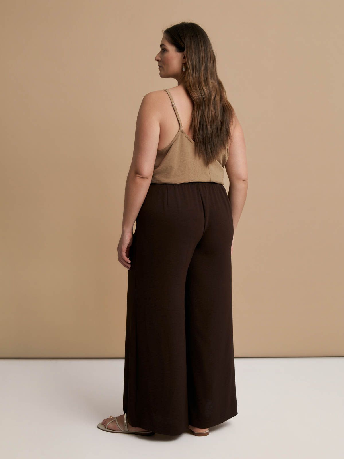 Airwashed crepe wide-leg trousers