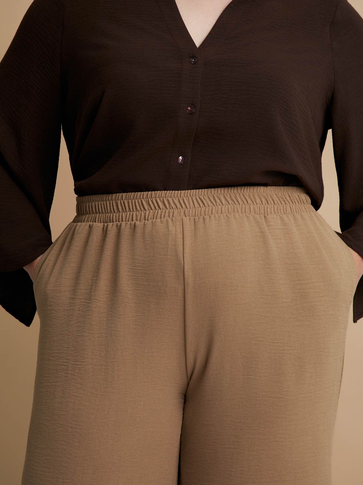 Airwashed crepe wide-leg trousers