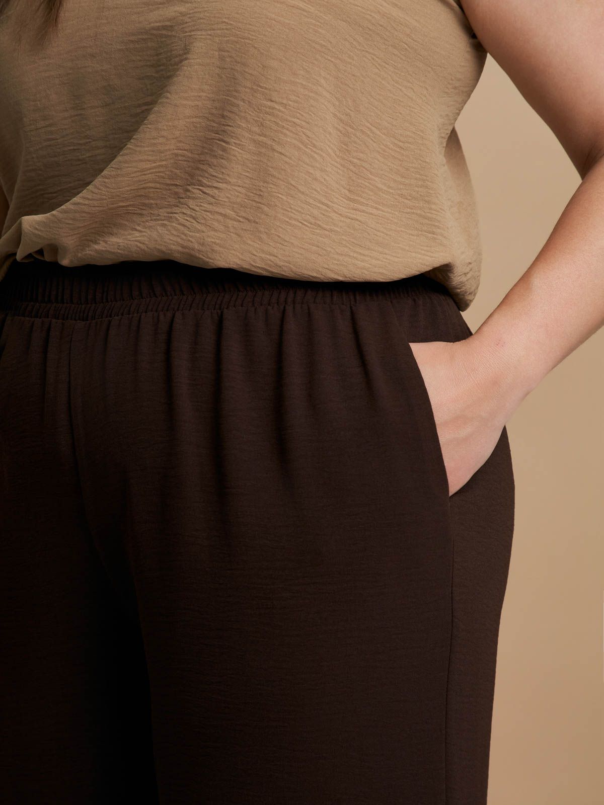 Airwashed crepe wide-leg trousers