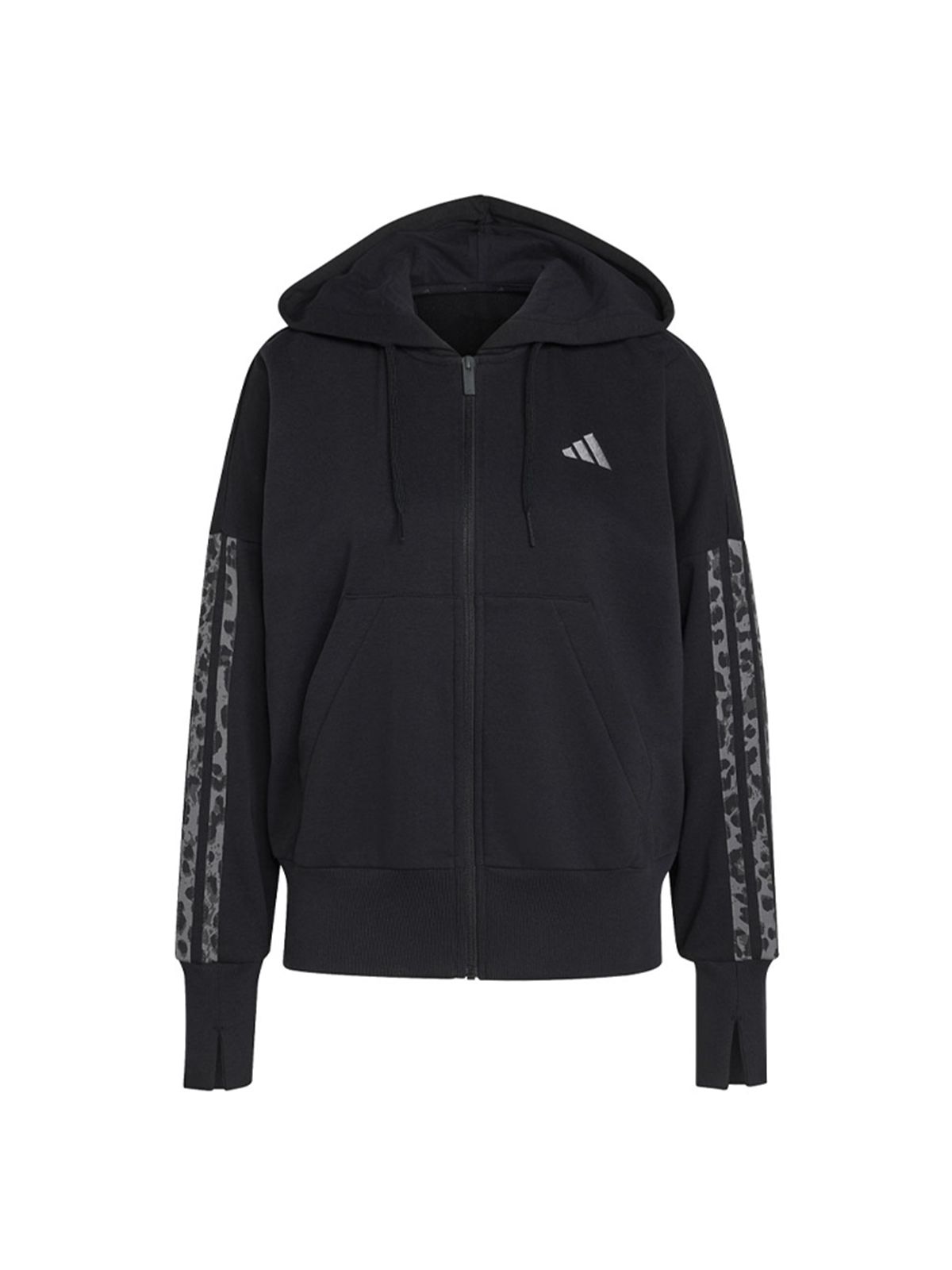 Adidas Ζακέτα Animal Print 3-Stripes Full-Zip Fleece Hoodie Μαυρο