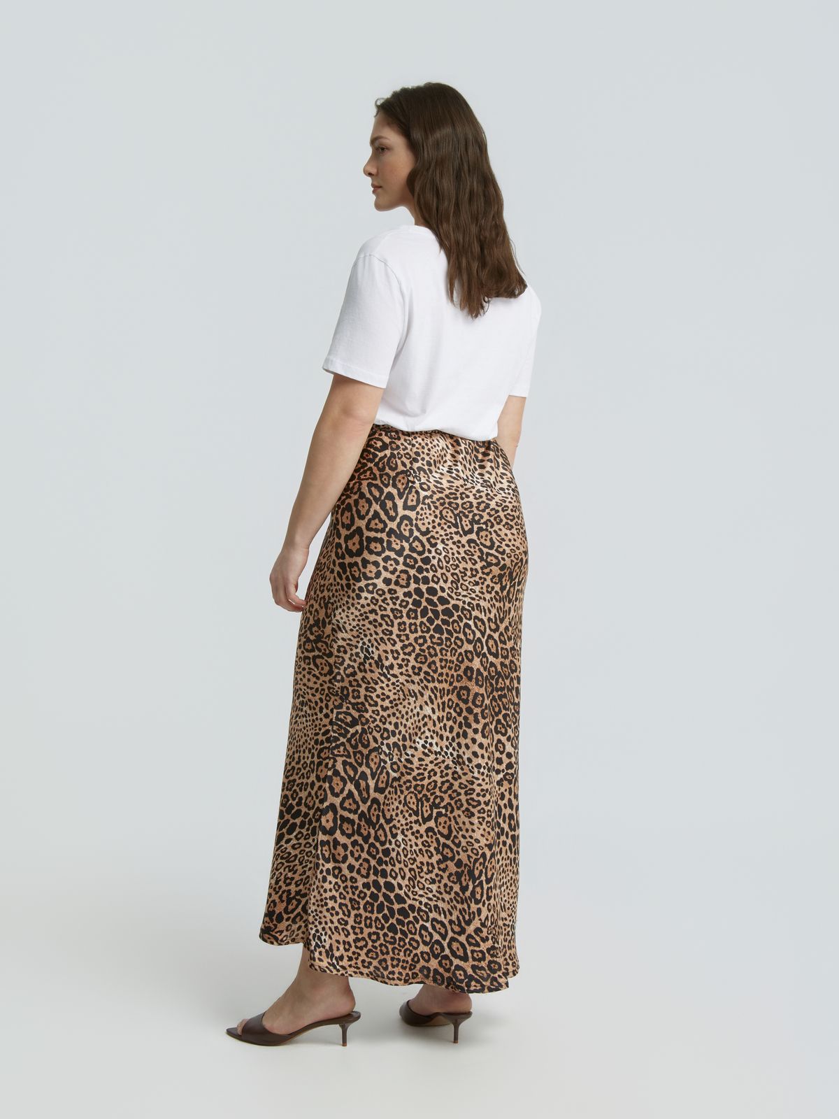 Animal-print satin skirt