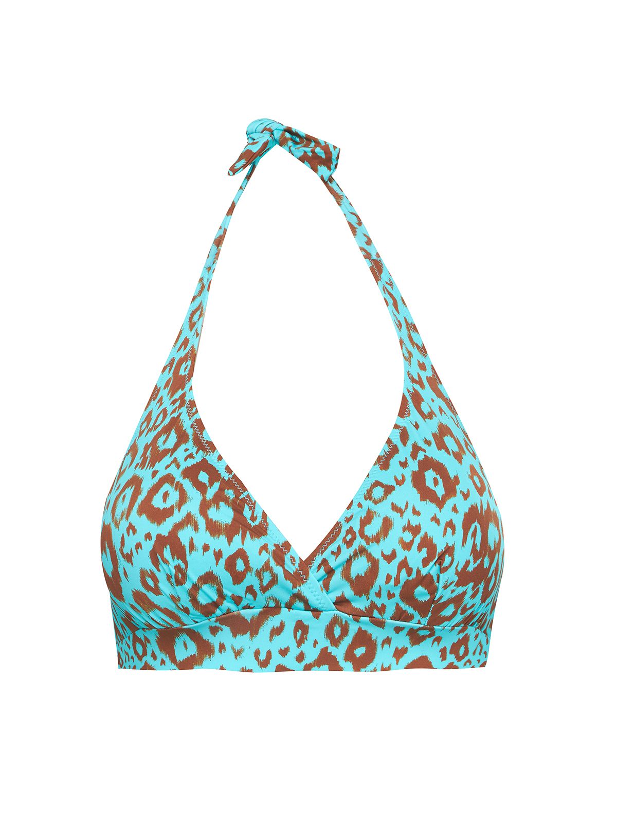 Animal print triangle padded bikini top