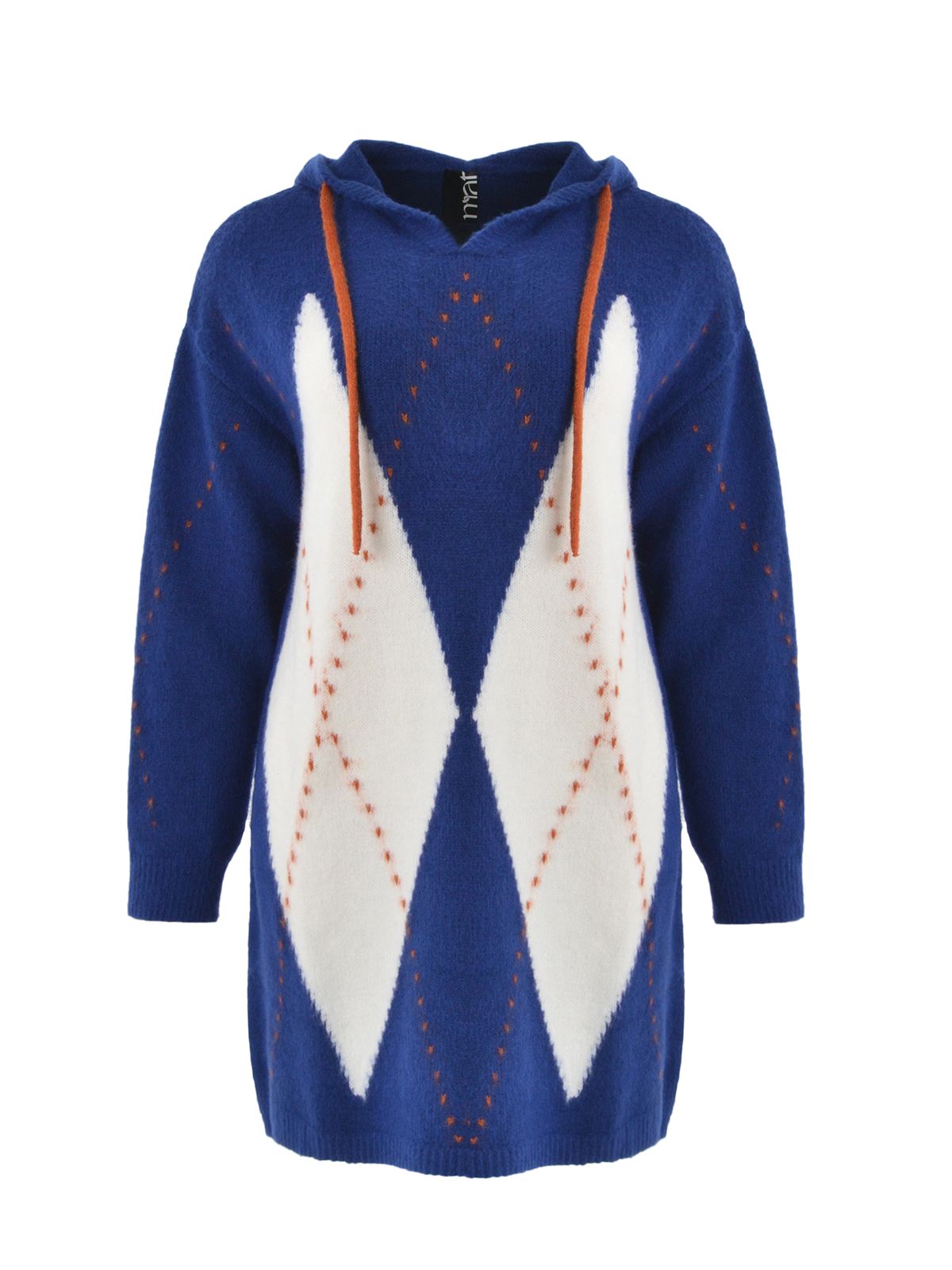 Mat Fashion Argyle hooded knit jumper Blue