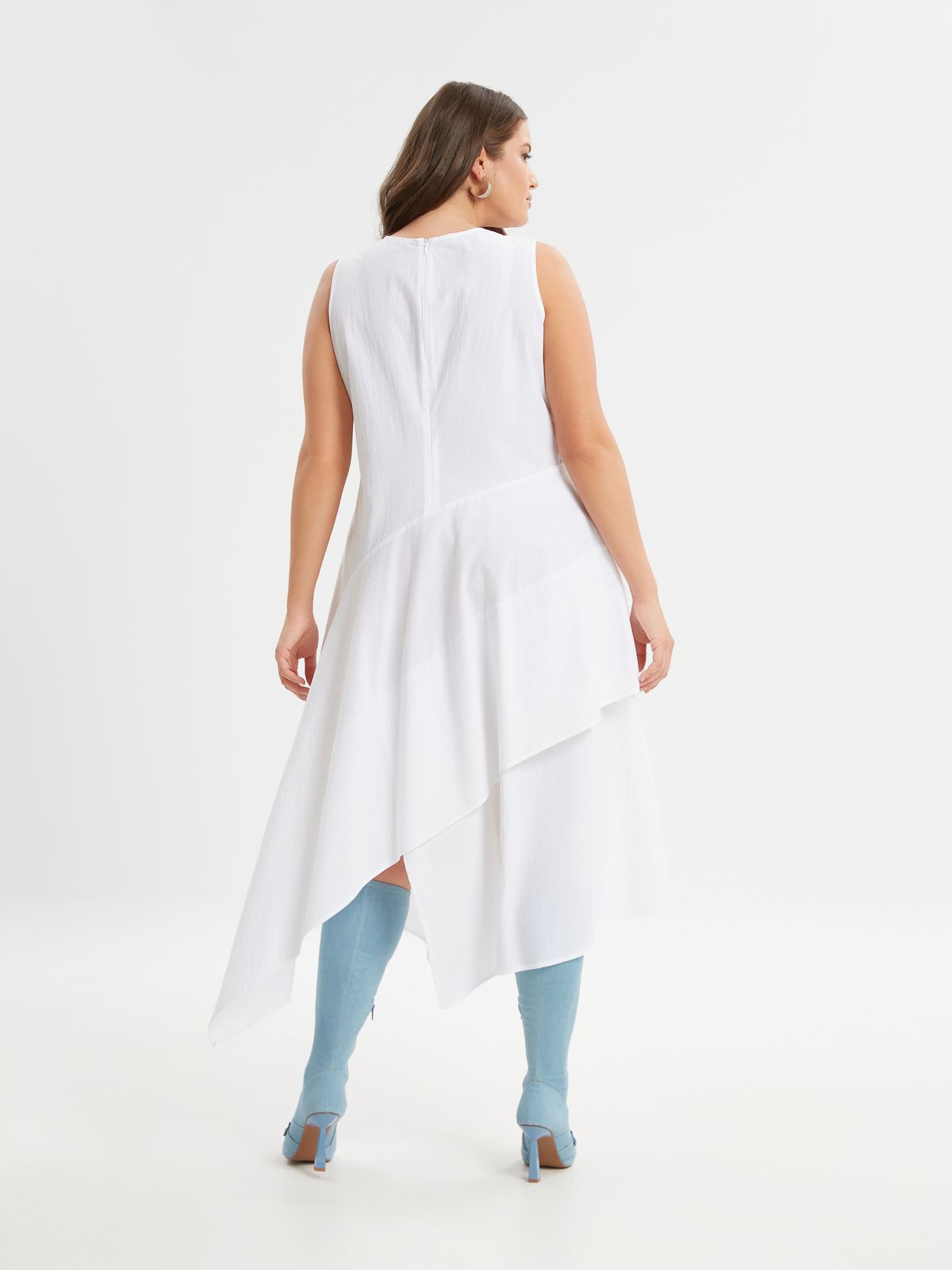 Asymmetric sleeveless cotton dress