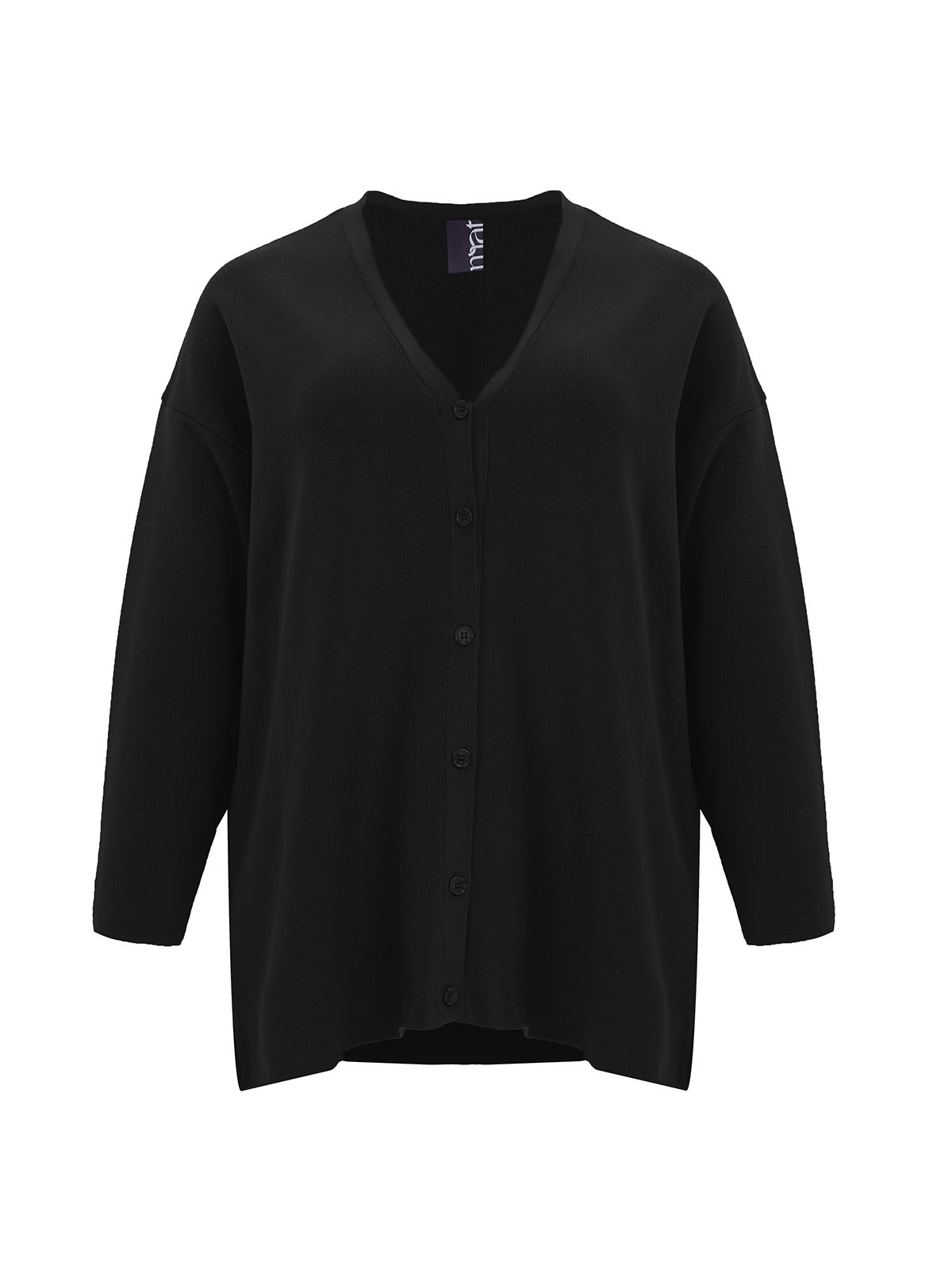 Mat Fashion Basic button-down knit cardigan Black