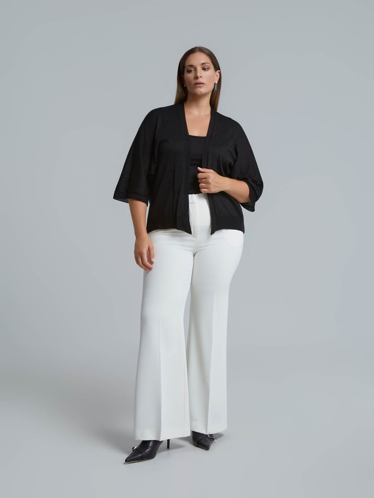 Basic lurex knit cardigan