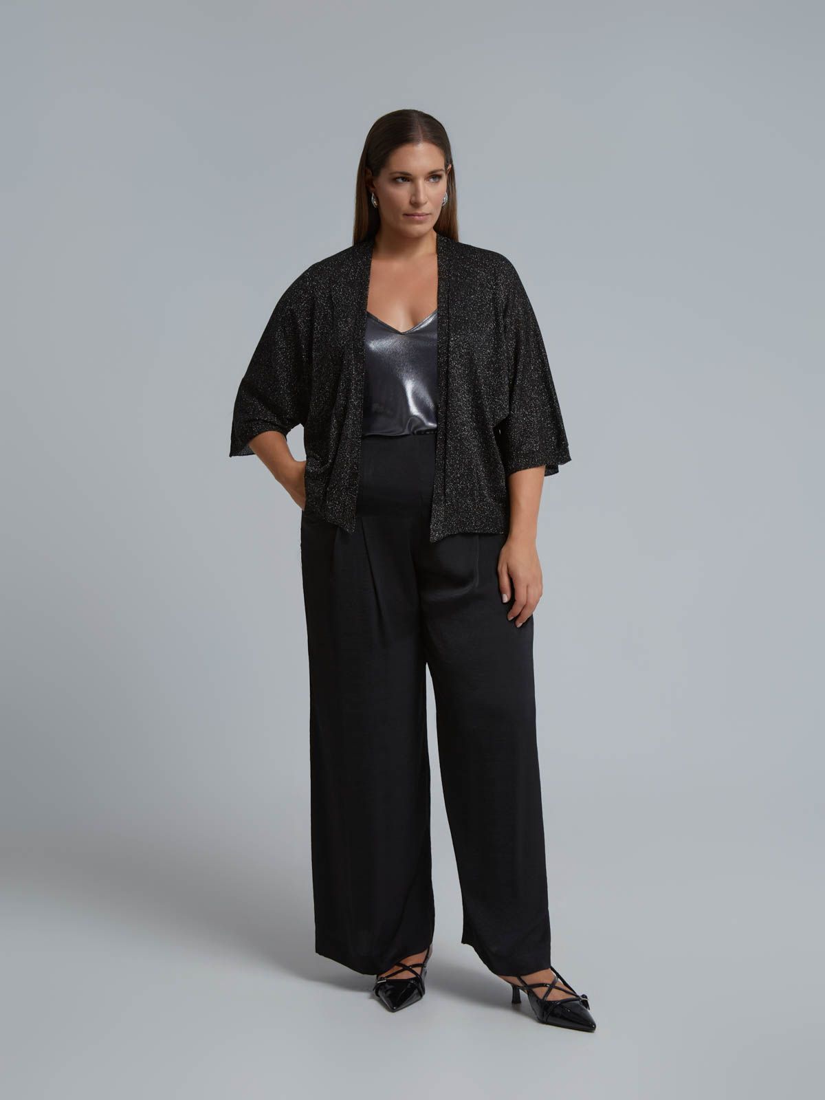 Basic lurex knit cardigan