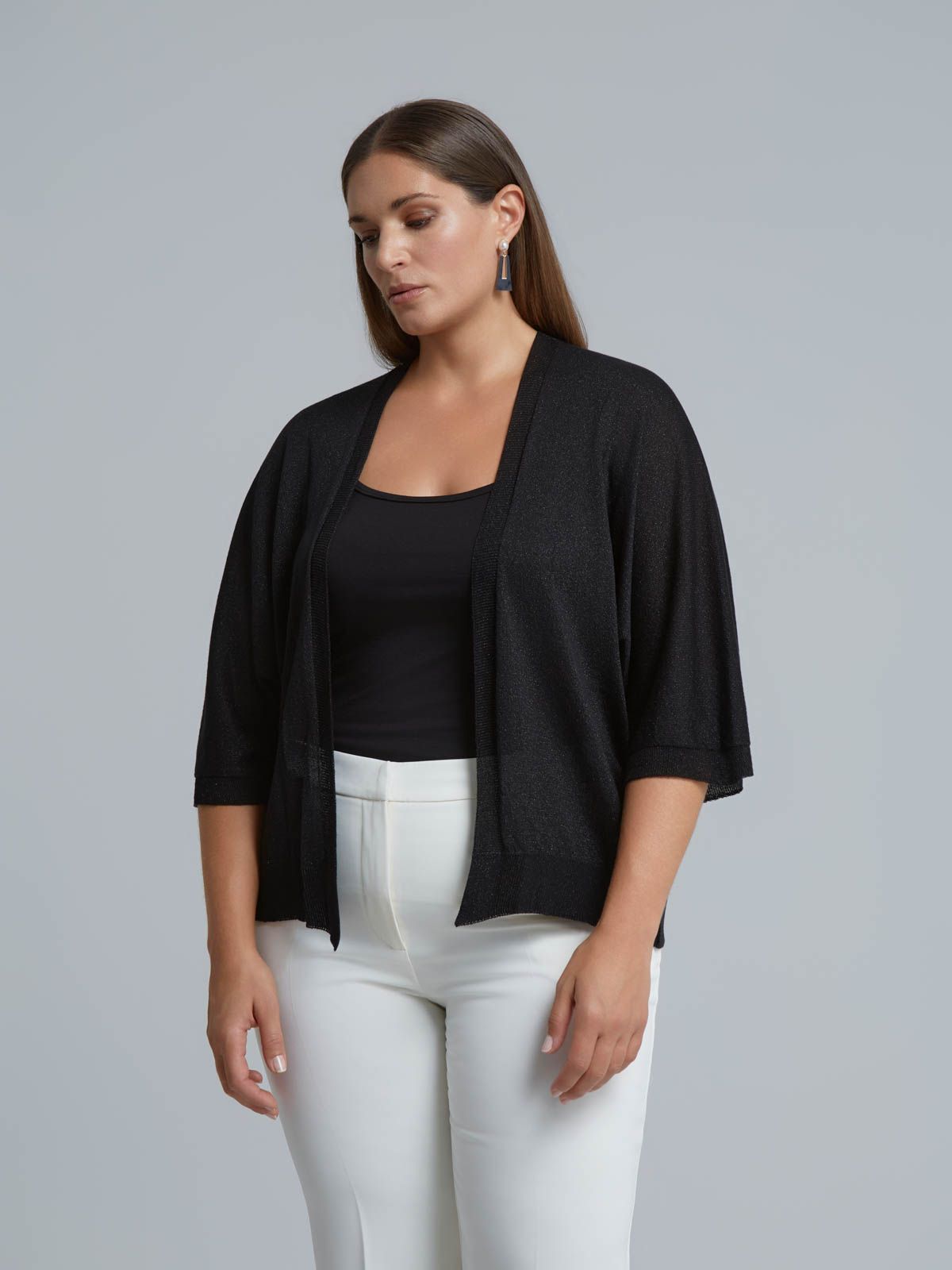 Basic lurex knit cardigan