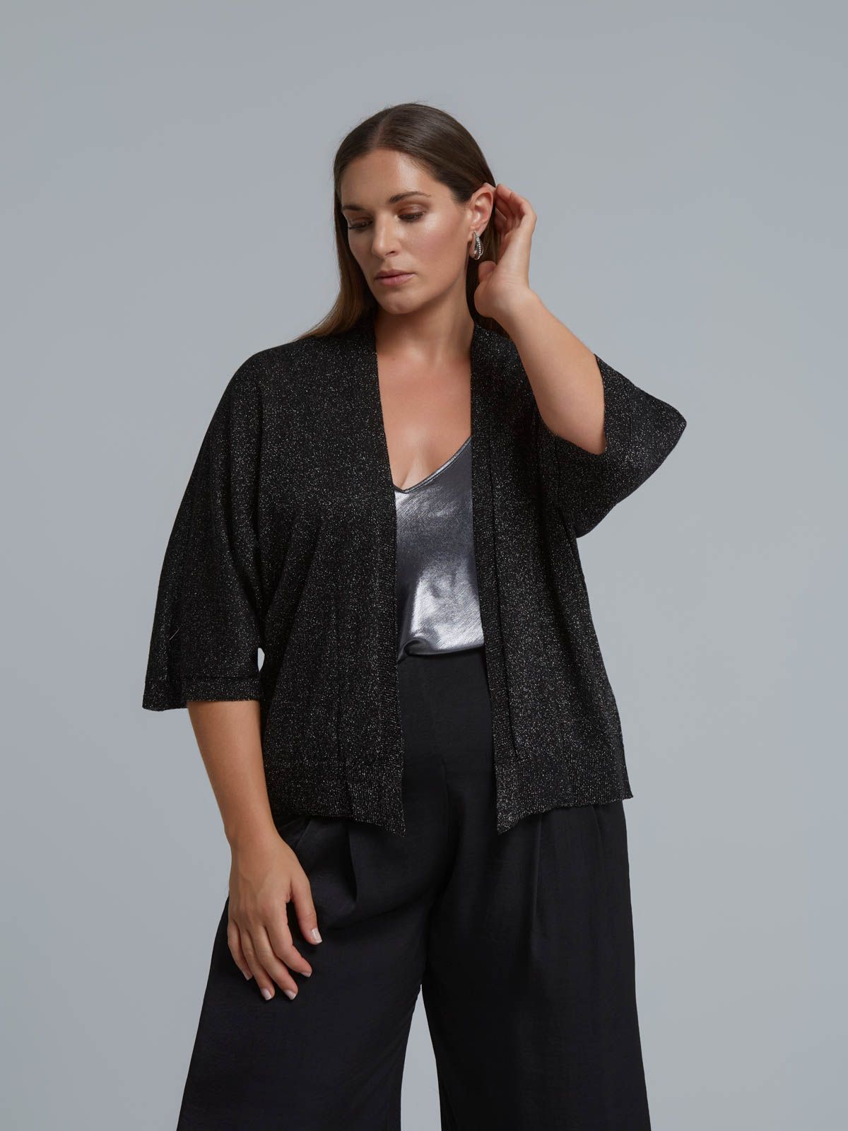 Basic lurex knit cardigan