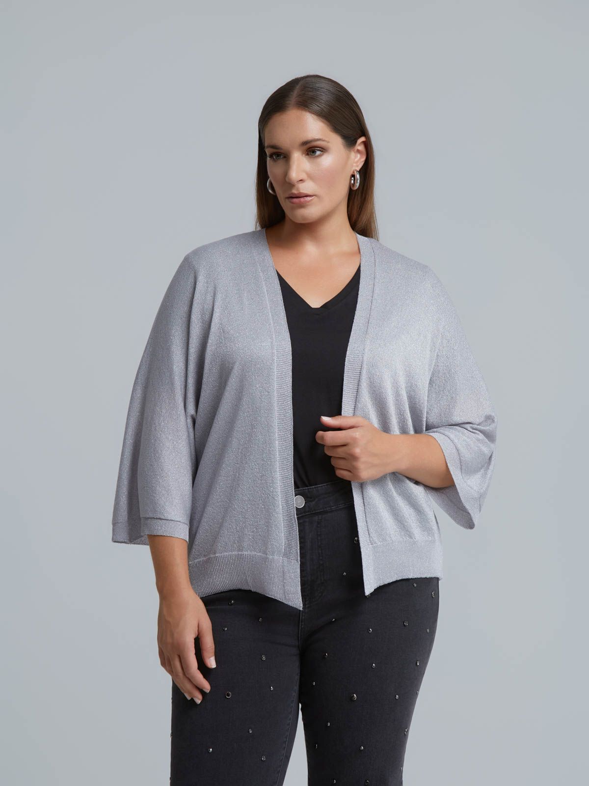 Basic lurex knit cardigan