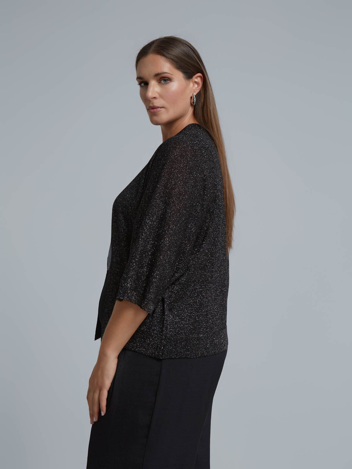 Basic lurex knit cardigan