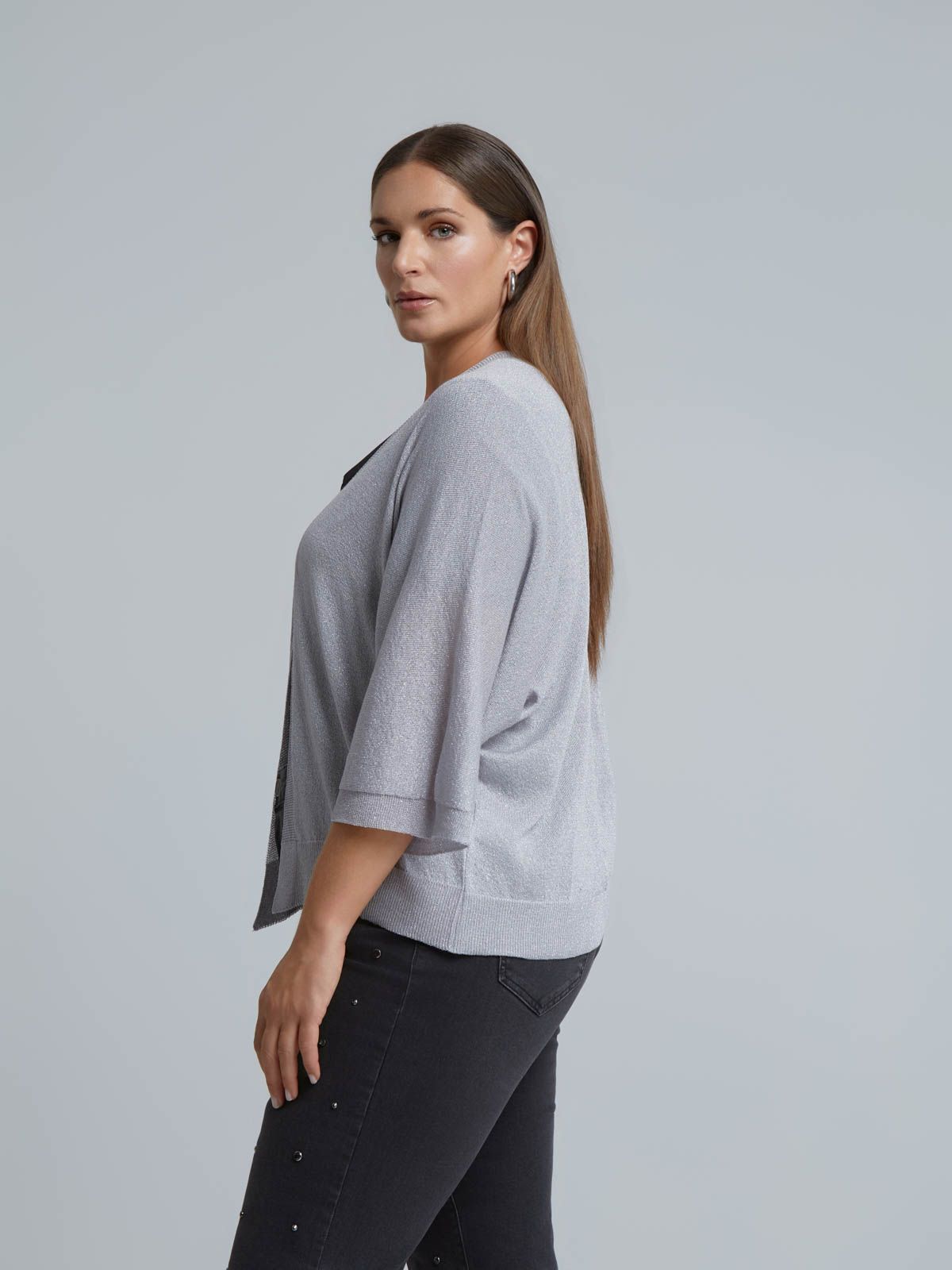 Basic lurex knit cardigan