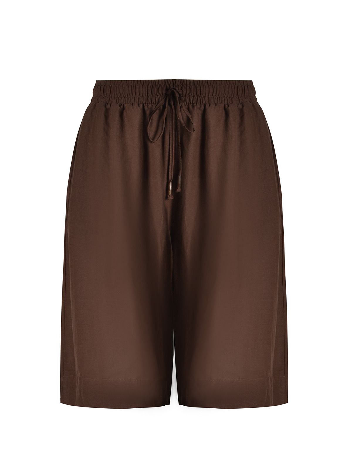 Viscose/linen bermuda shorts with elastic waistband