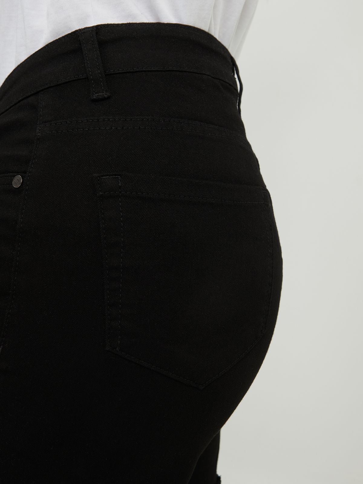 Black denim shorts