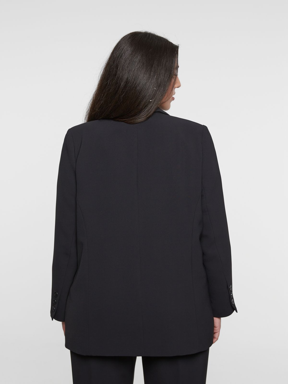 Black blazer with single button closure
