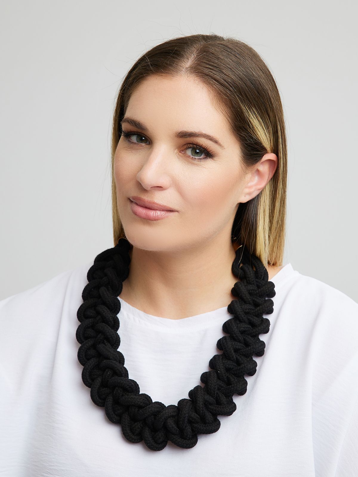 Braided-design crochet necklace