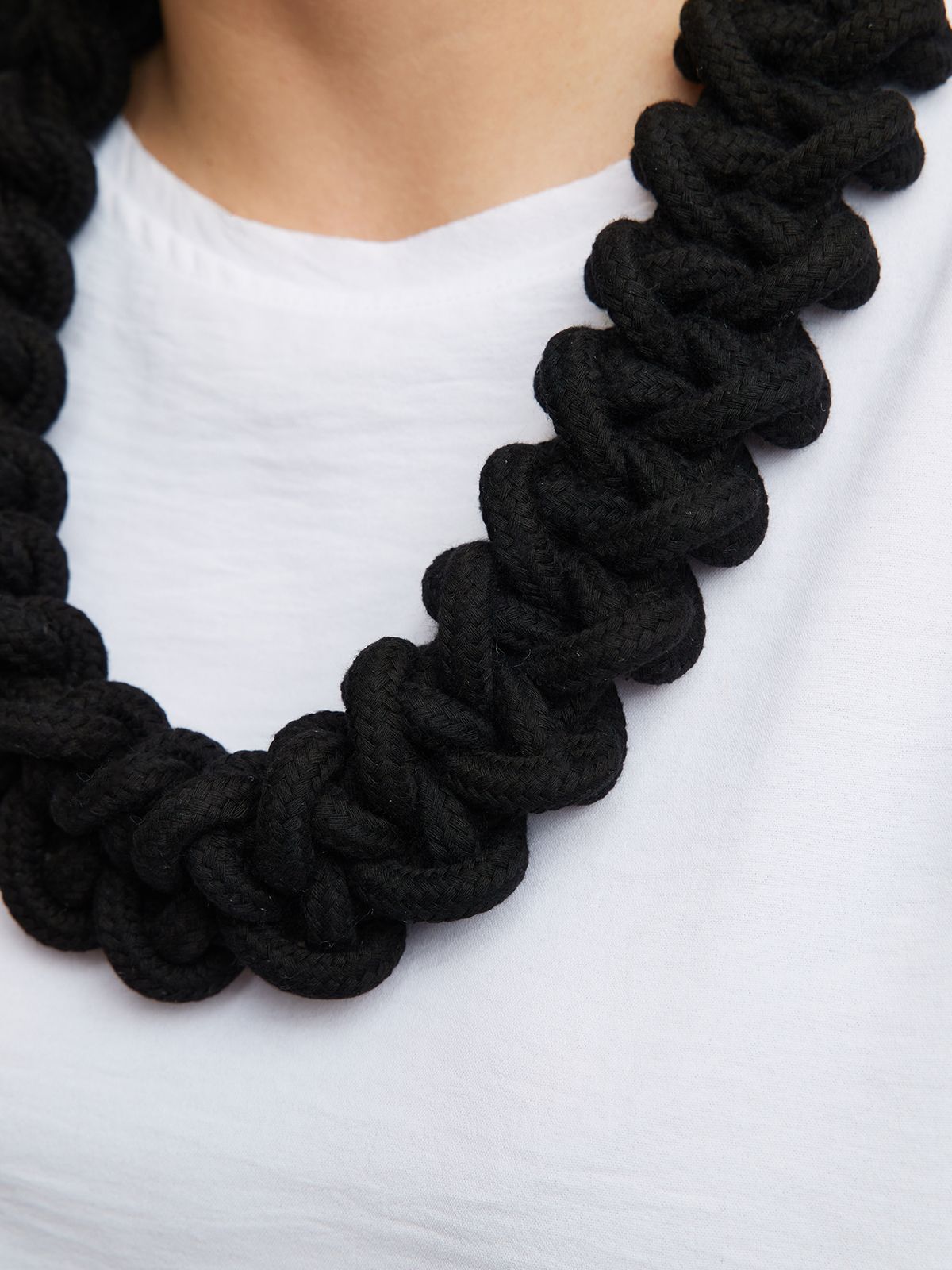 Braided-design crochet necklace