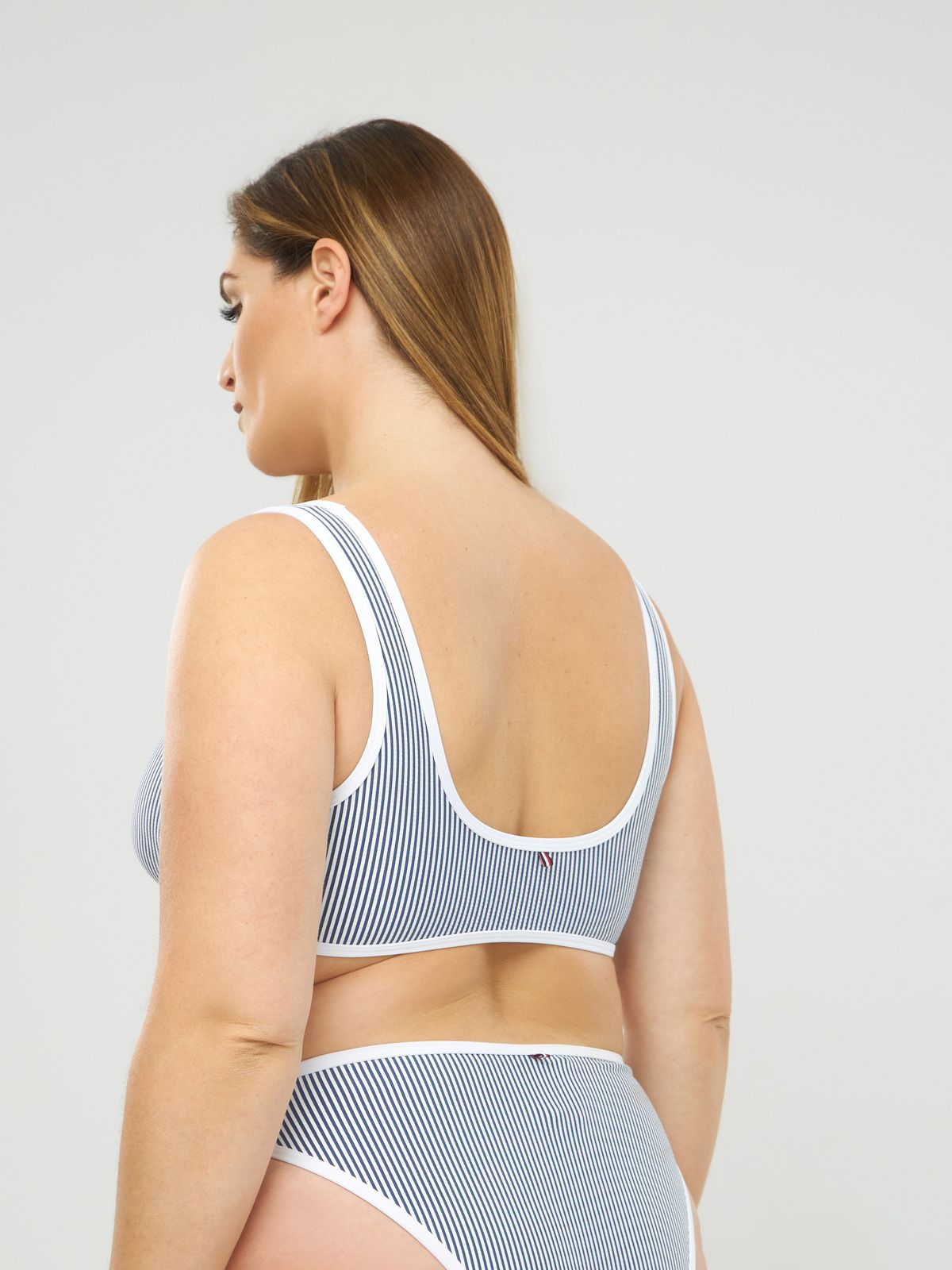 Bralette bikini top - Seersucker Indigo Blu