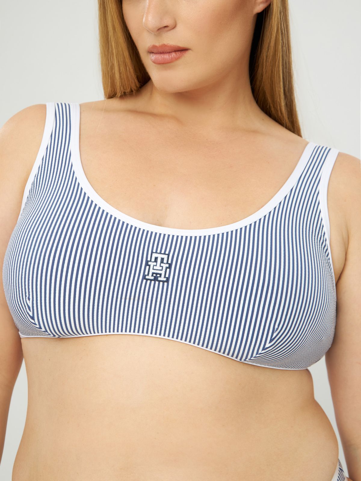 Bralette bikini top - Seersucker Indigo Blu