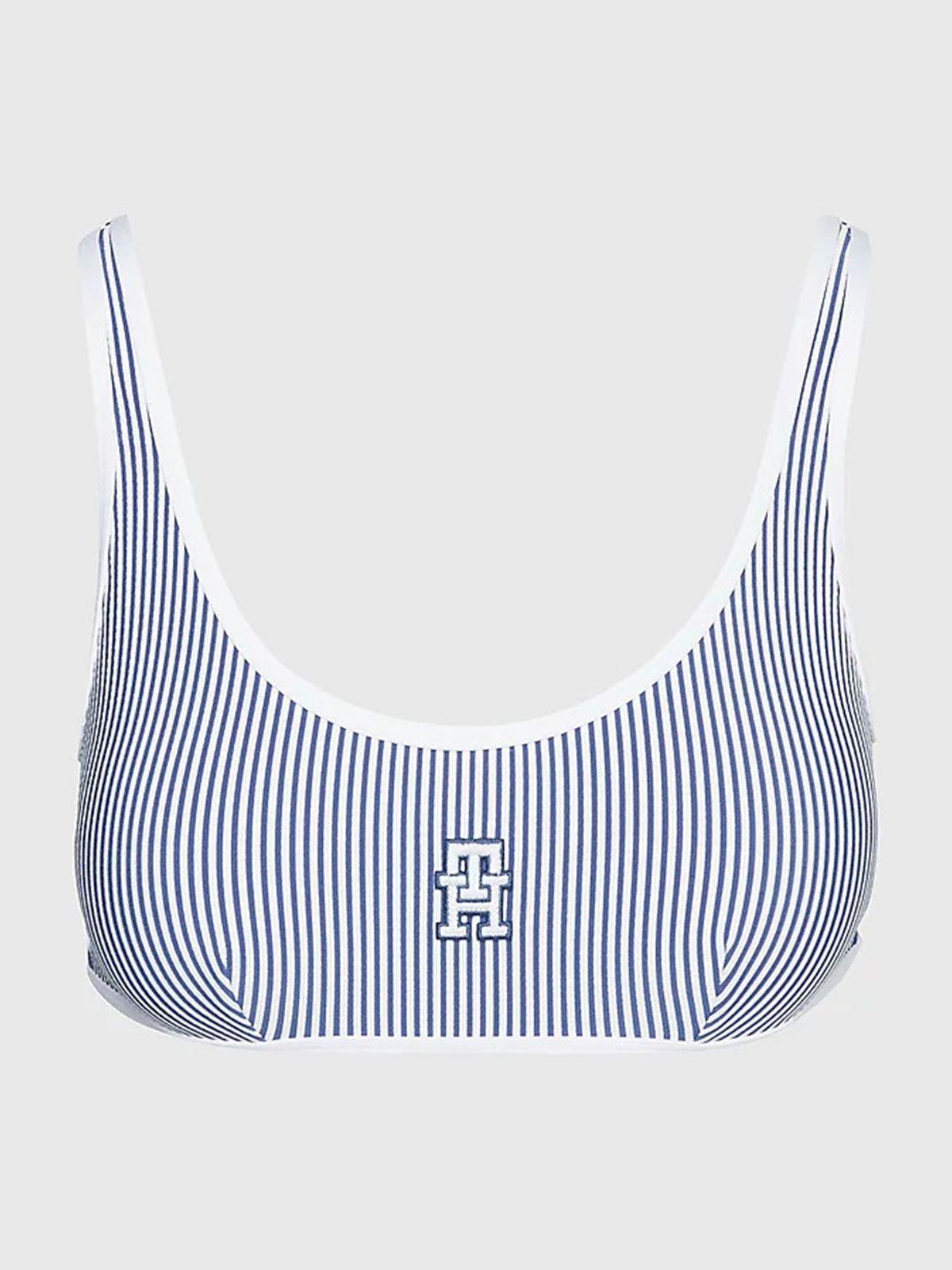 Bralette bikini top - Seersucker Indigo Blu
