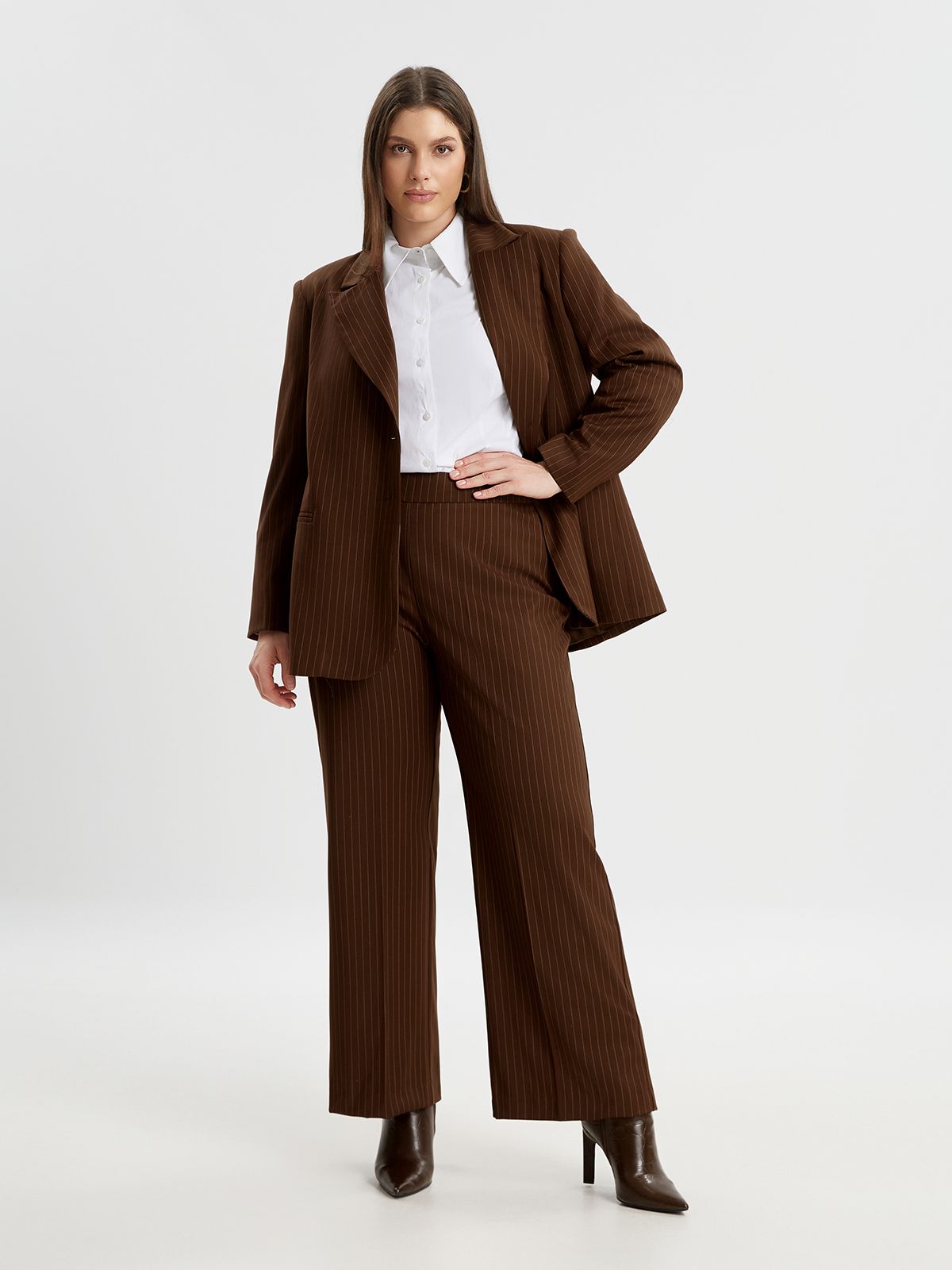Brown pinstripe blazer