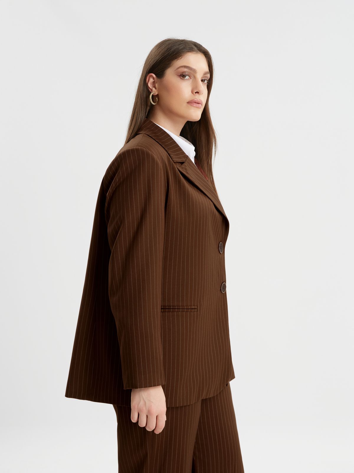 Brown pinstripe blazer