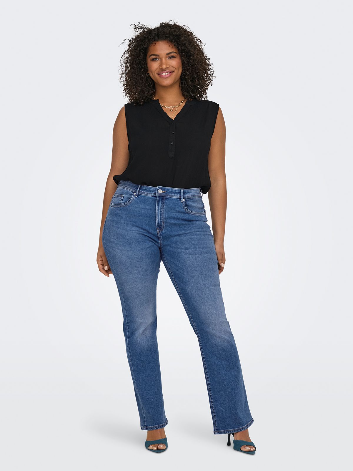 Carsally mid waist flared fit jeans