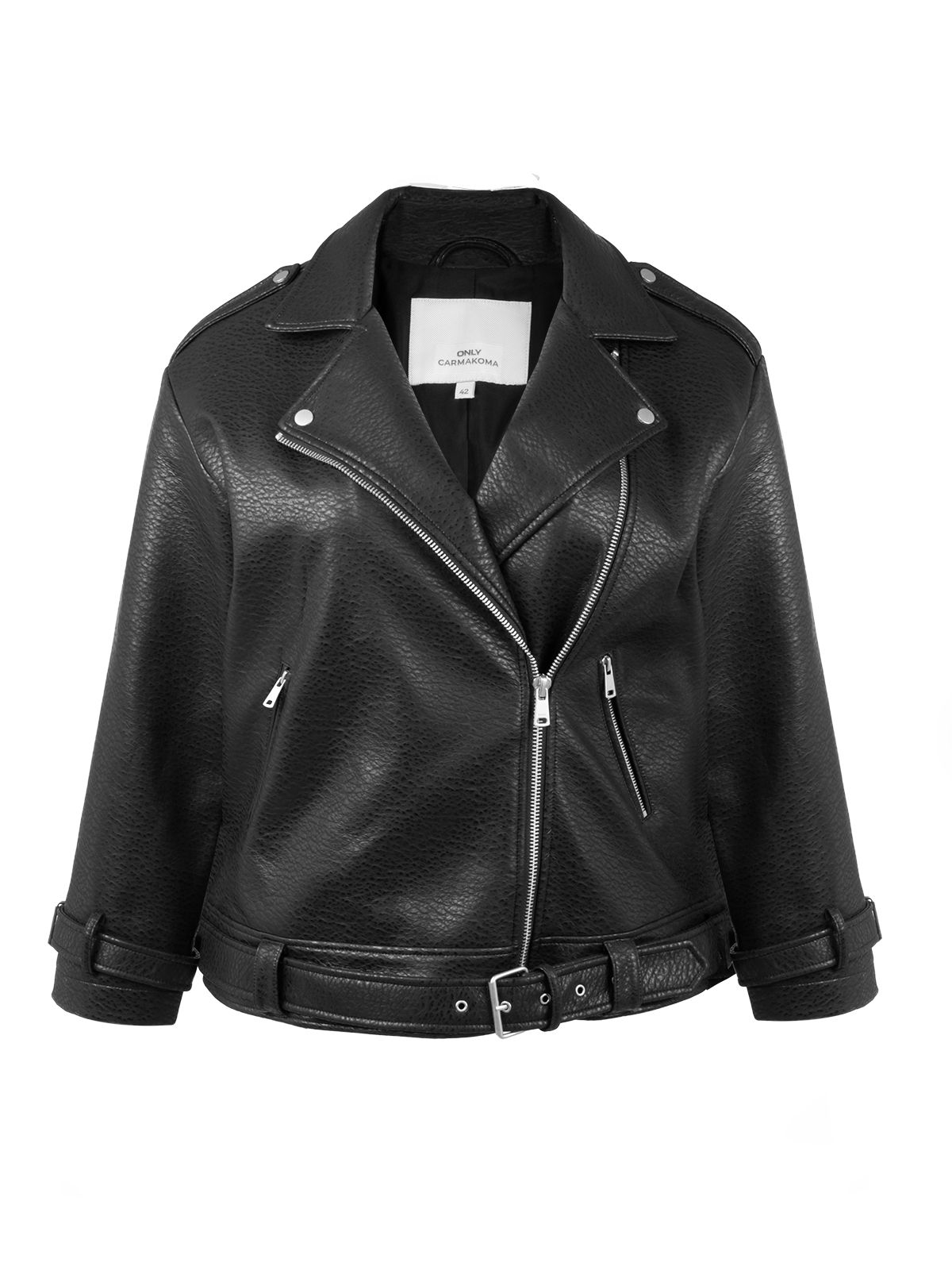 Only Carmakoma Carsoft faux leather biker jacket Black