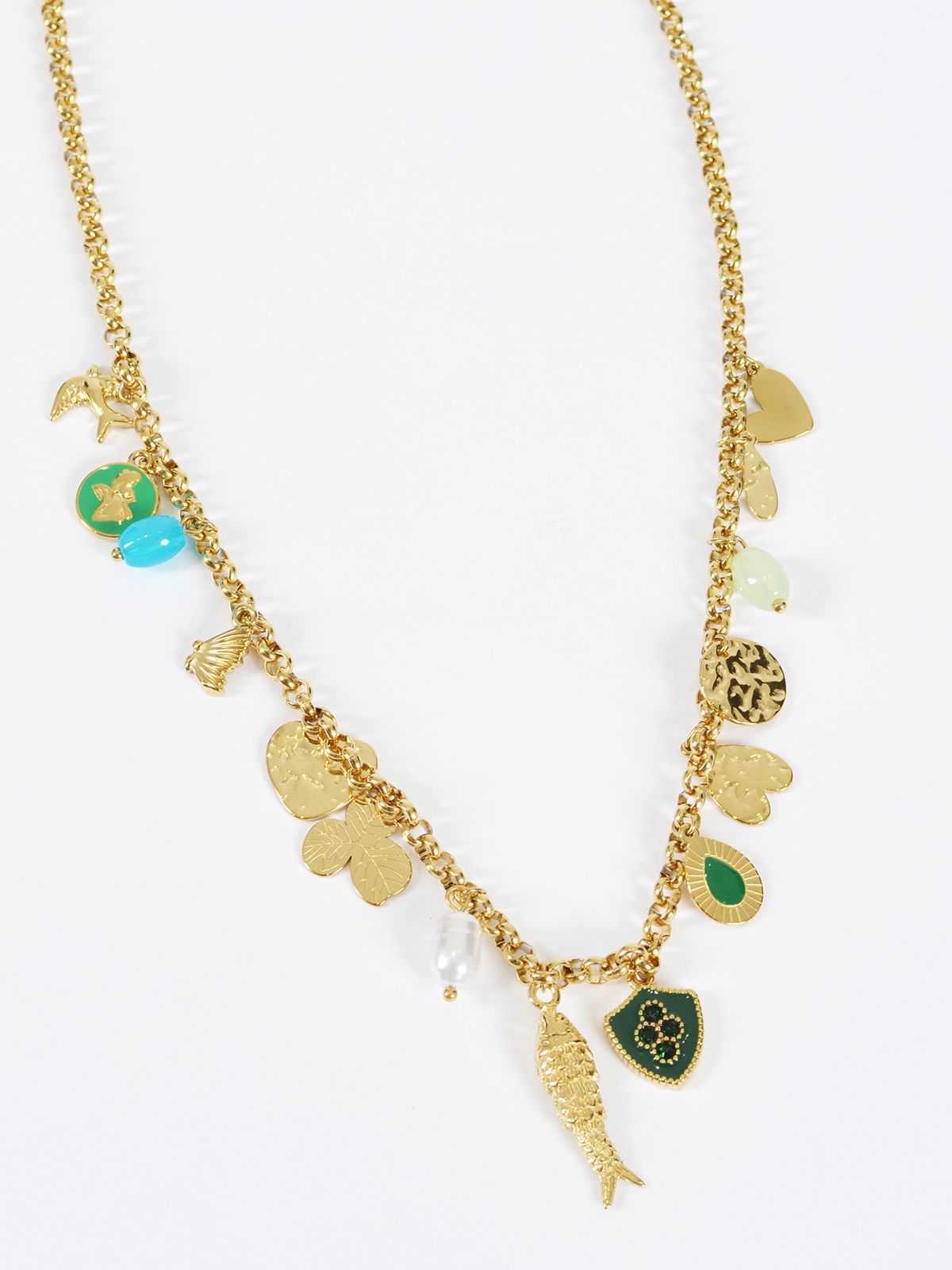 Charm necklace with gold-tone accents
