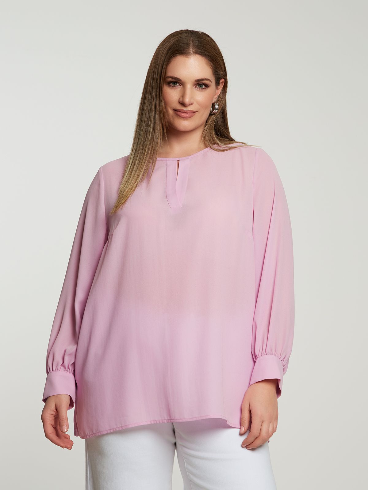 Chiffon blouse with subtle keyhole design