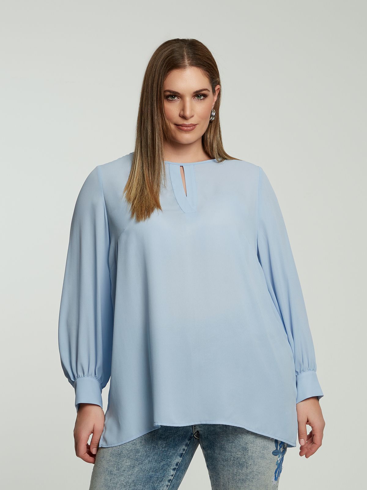 Chiffon blouse with subtle keyhole design