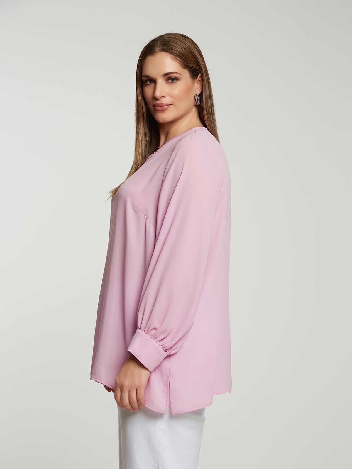 Chiffon blouse with subtle keyhole design