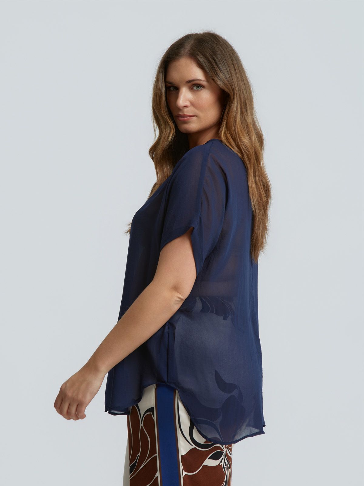 Chiffon boat-neck top