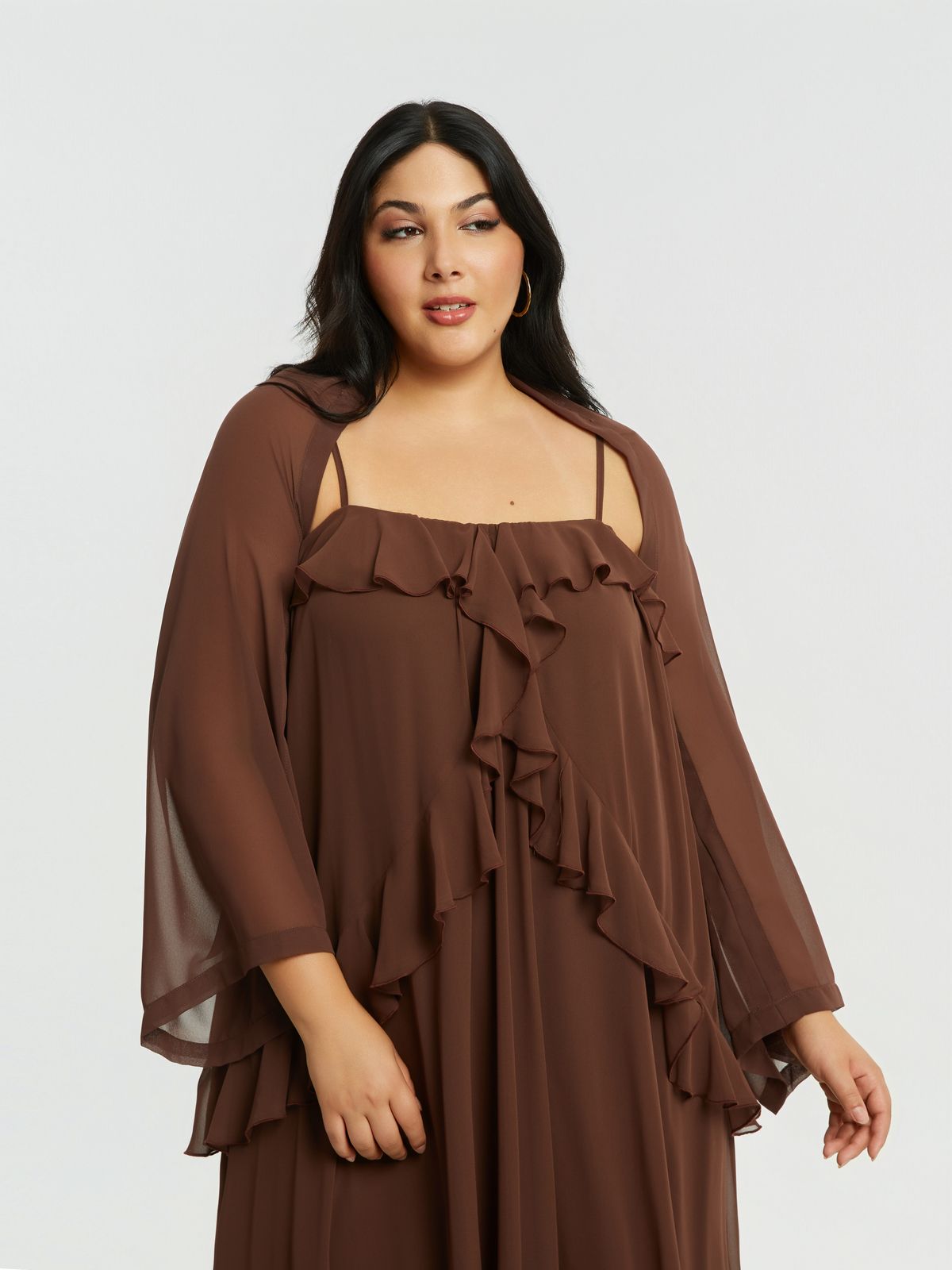 Chiffon bolero with flowing sleeves