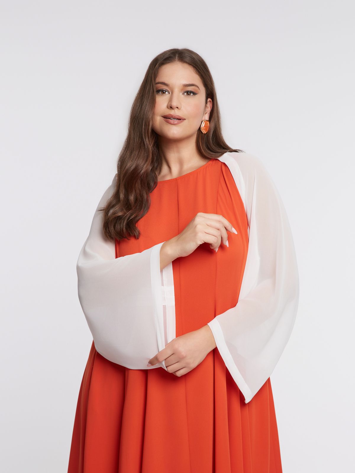 Chiffon bolero with flowing sleeves
