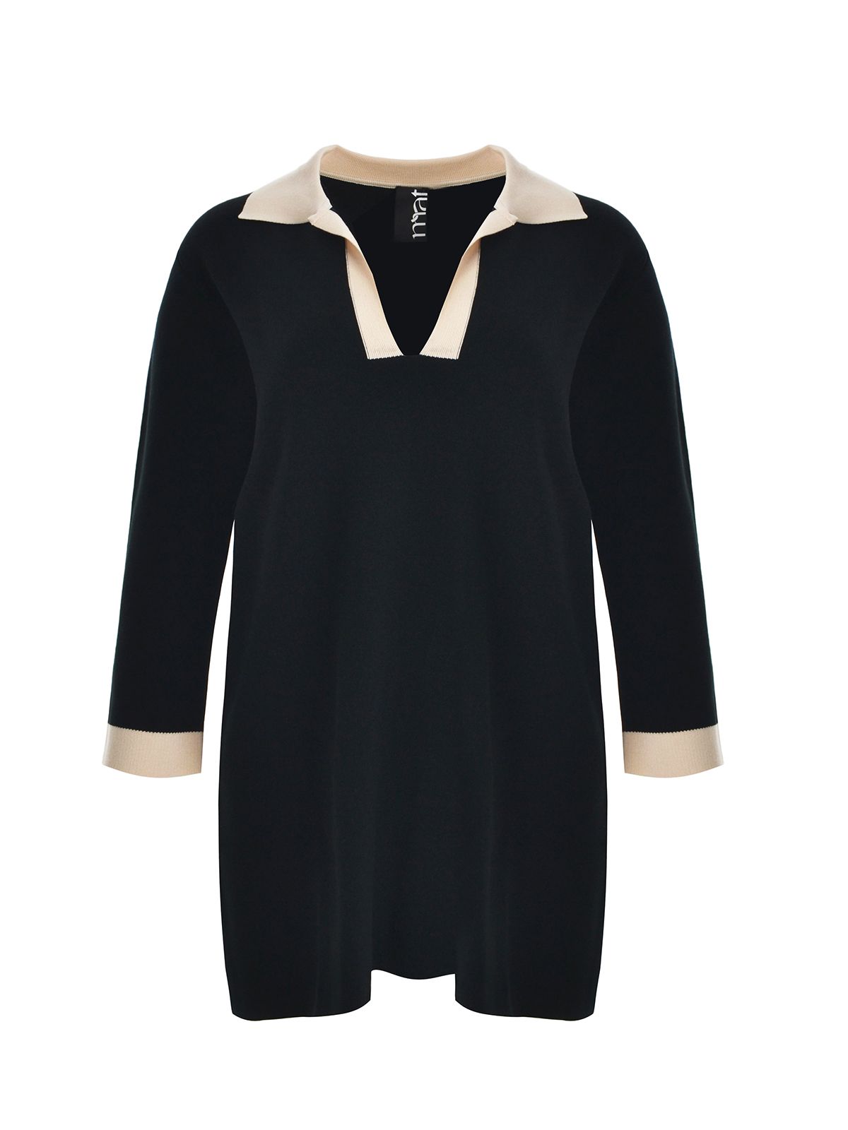 Mat Fashion Contrast-collar knit mini dress Black