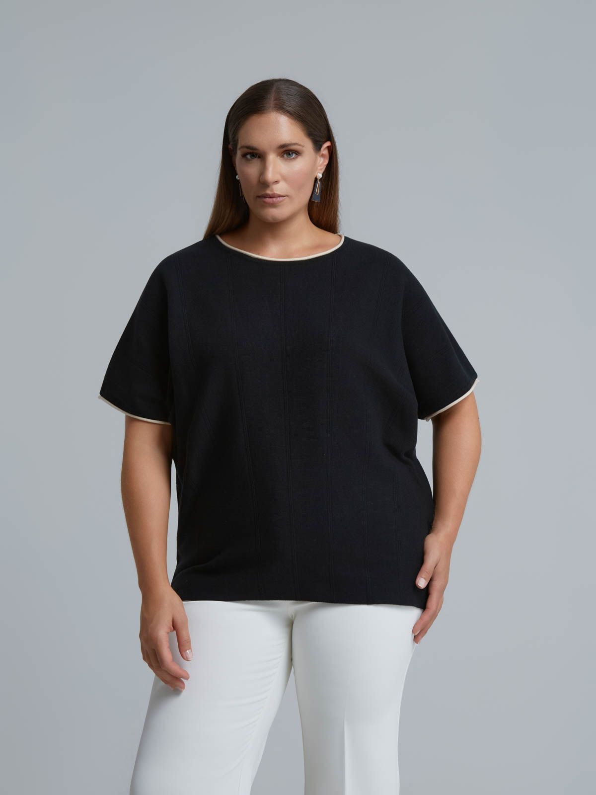 Contrast trim knit jumper
