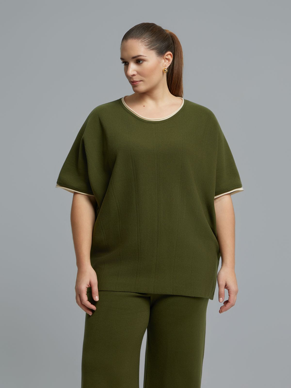 Contrast trim knit jumper