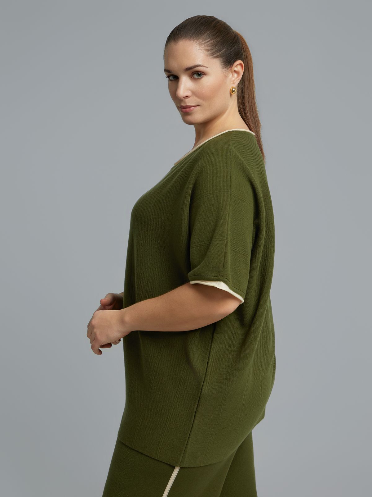 Contrast trim knit jumper