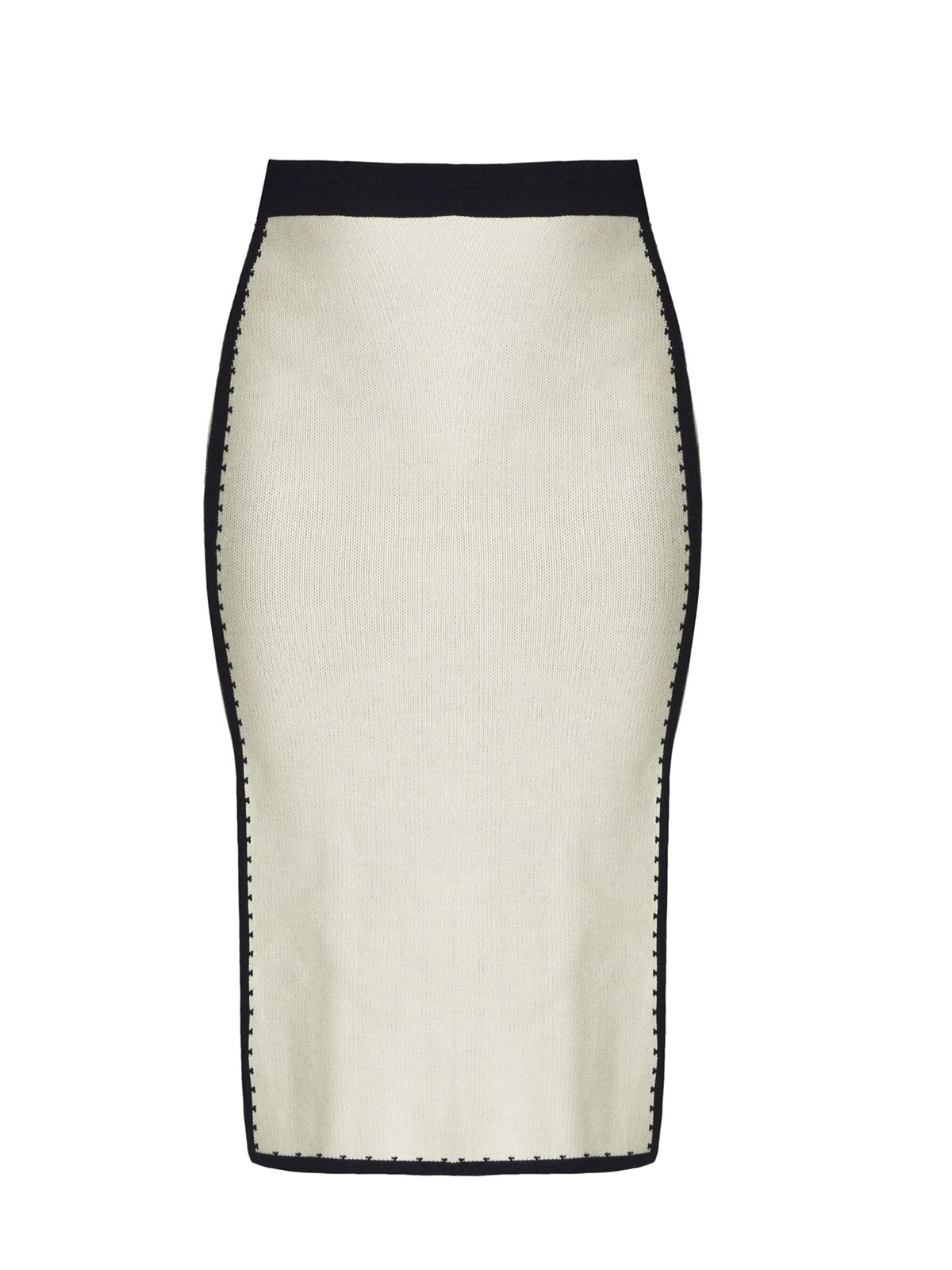 Mat Fashion Contrast-trim knit midi skirt Beige
