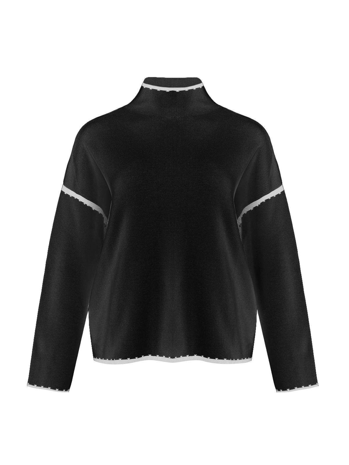 Mat Fashion Contrast-trim knit turtleneck jumper Black