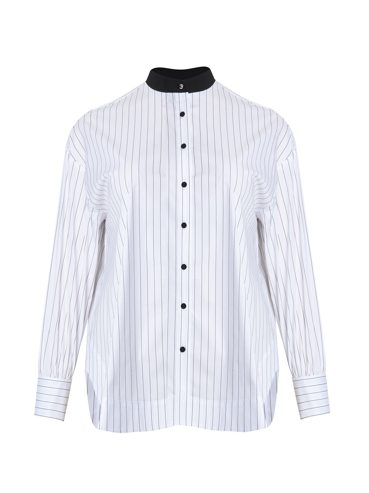 Contrasting collar geometric striped shirt
