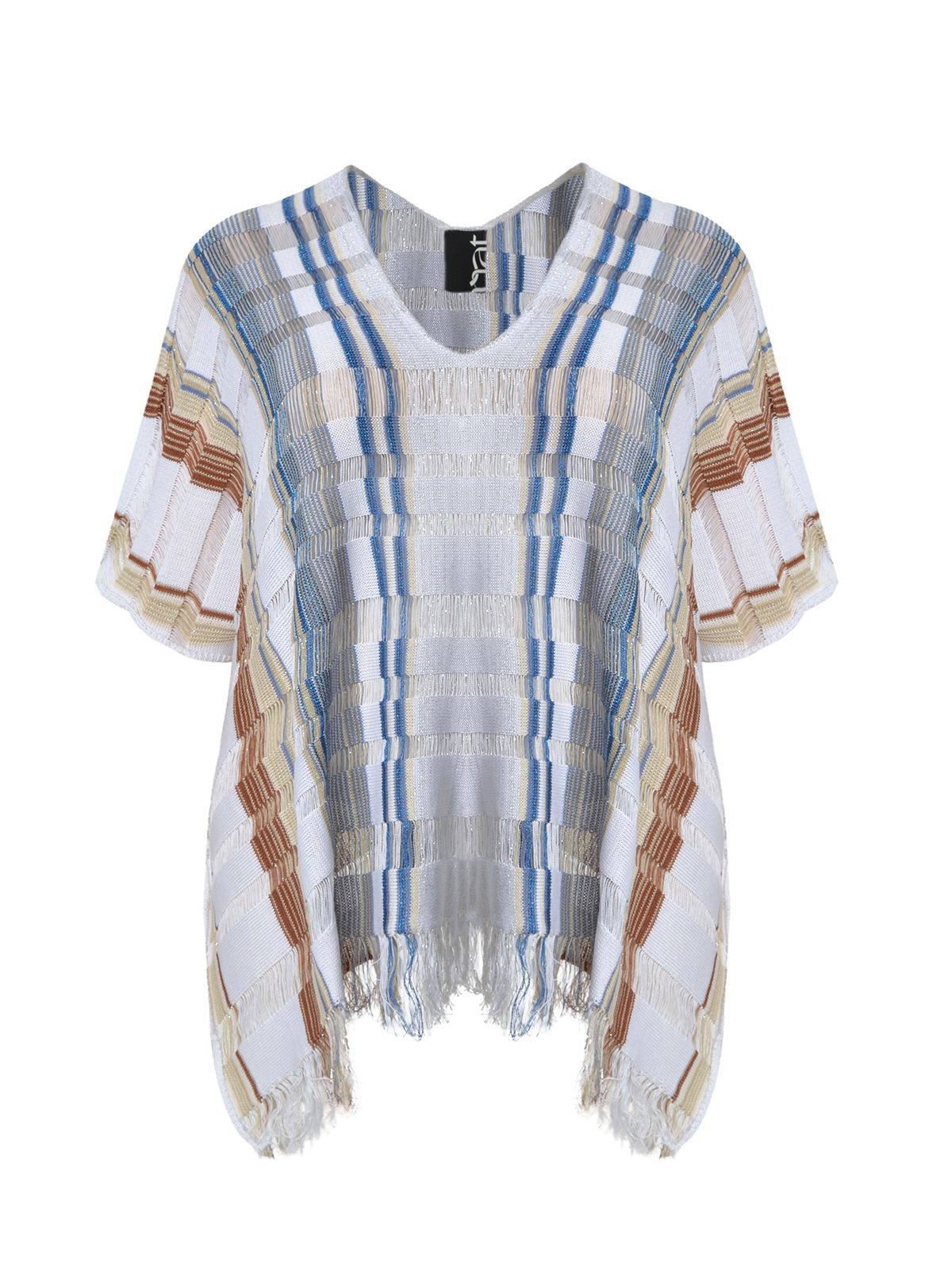 Cotton-blend fringe-trimmed poncho