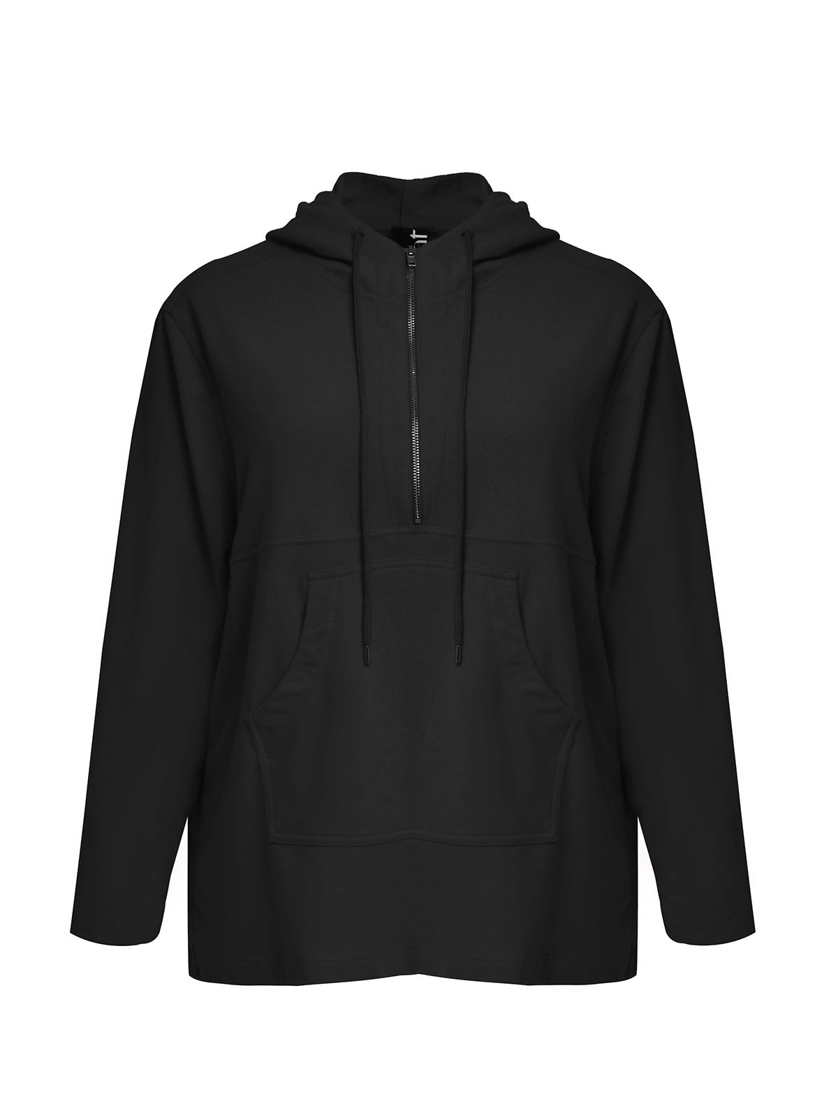 Mat Fashion Βαμβακερό φούτερ με κουκούλα & φερμουάρ Μαυρο