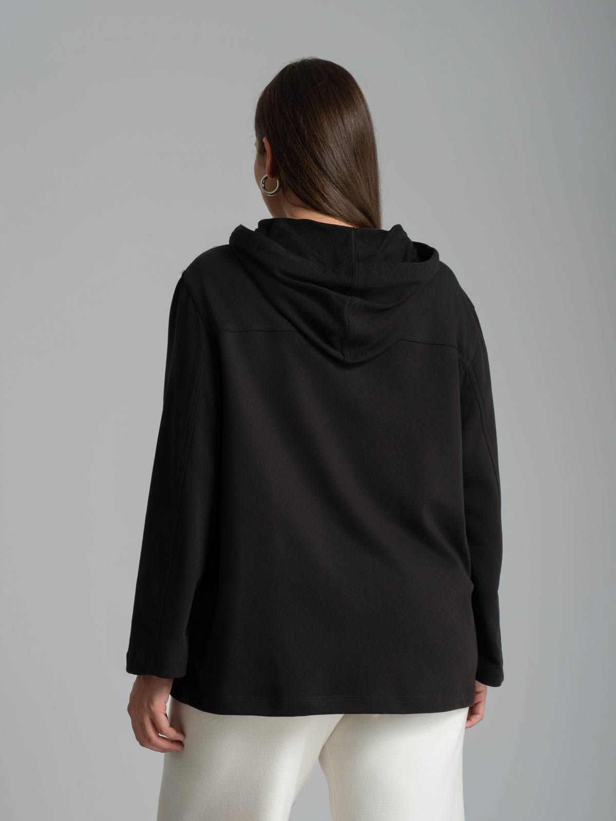 Cotton-blend half-zip hoodie with kangaroo pocket