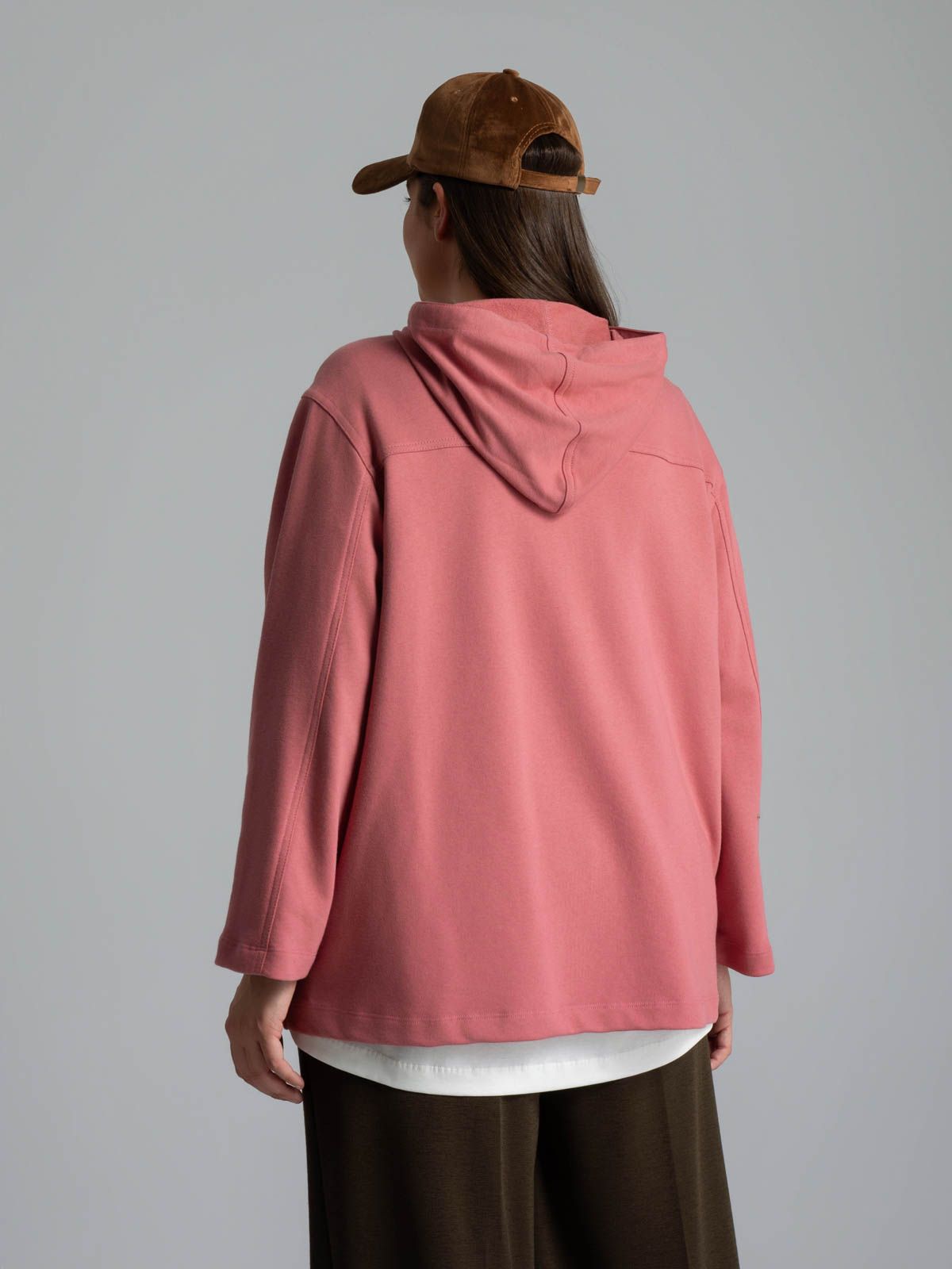 Cotton-blend half-zip hoodie with kangaroo pocket