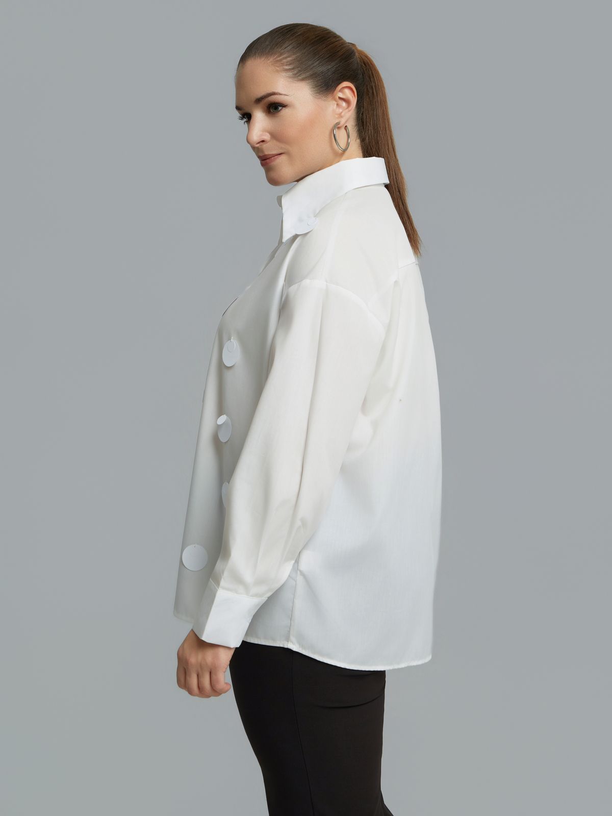 Cotton-blend shirt with circular embellishments