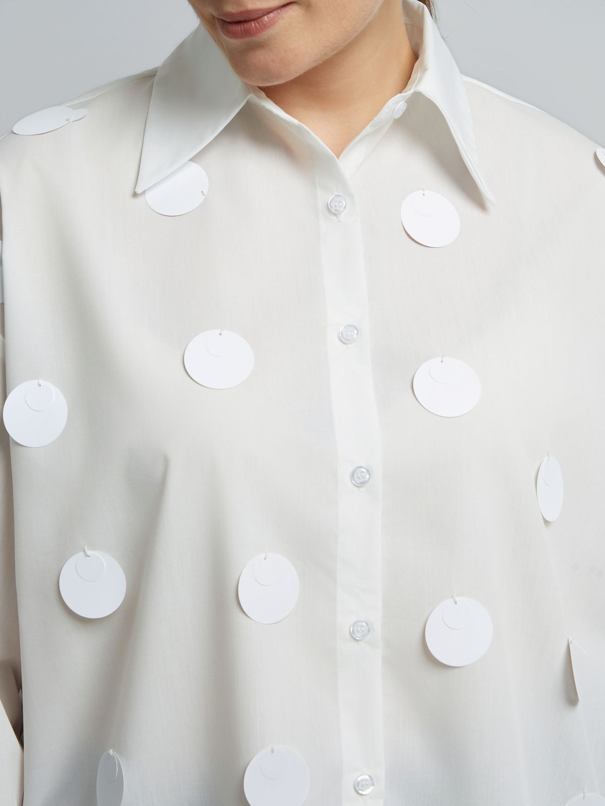 Cotton-blend shirt with circular embellishments